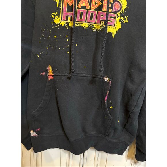 Made Hoops Men's Splatter Paint Logo Pullover Hoodie Sweatshirt Black Small - Picture 3 of 7